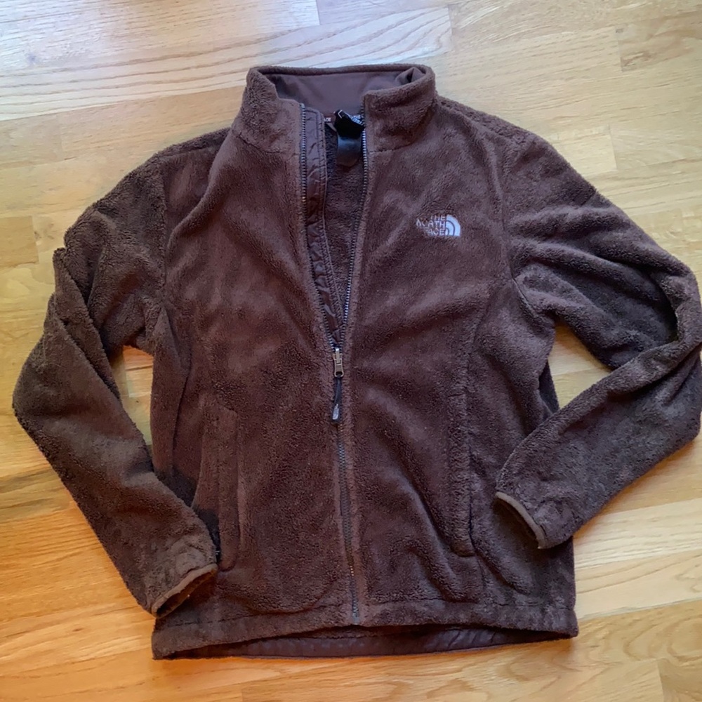 EUC North Face Brown Fuzzy Zip-Up Jacket